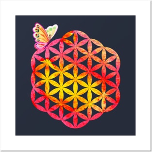 Flower of life, butterfly Posters and Art